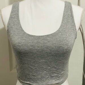 Gray Scoop Neck Crop Tank Top